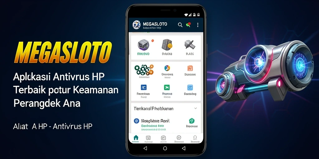 Tampilan antarmuka utama MEGASLOTO untuk keamanan Antivirus HP.