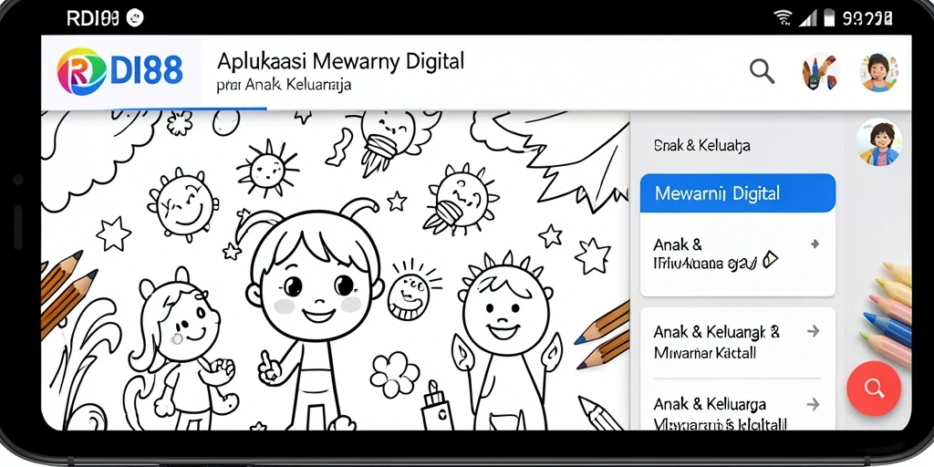 Tampilan antarmuka RDI88 yang menarik untuk aktivitas Mewarnai Digital.