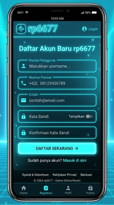 Tampilan halaman daftar rp6677